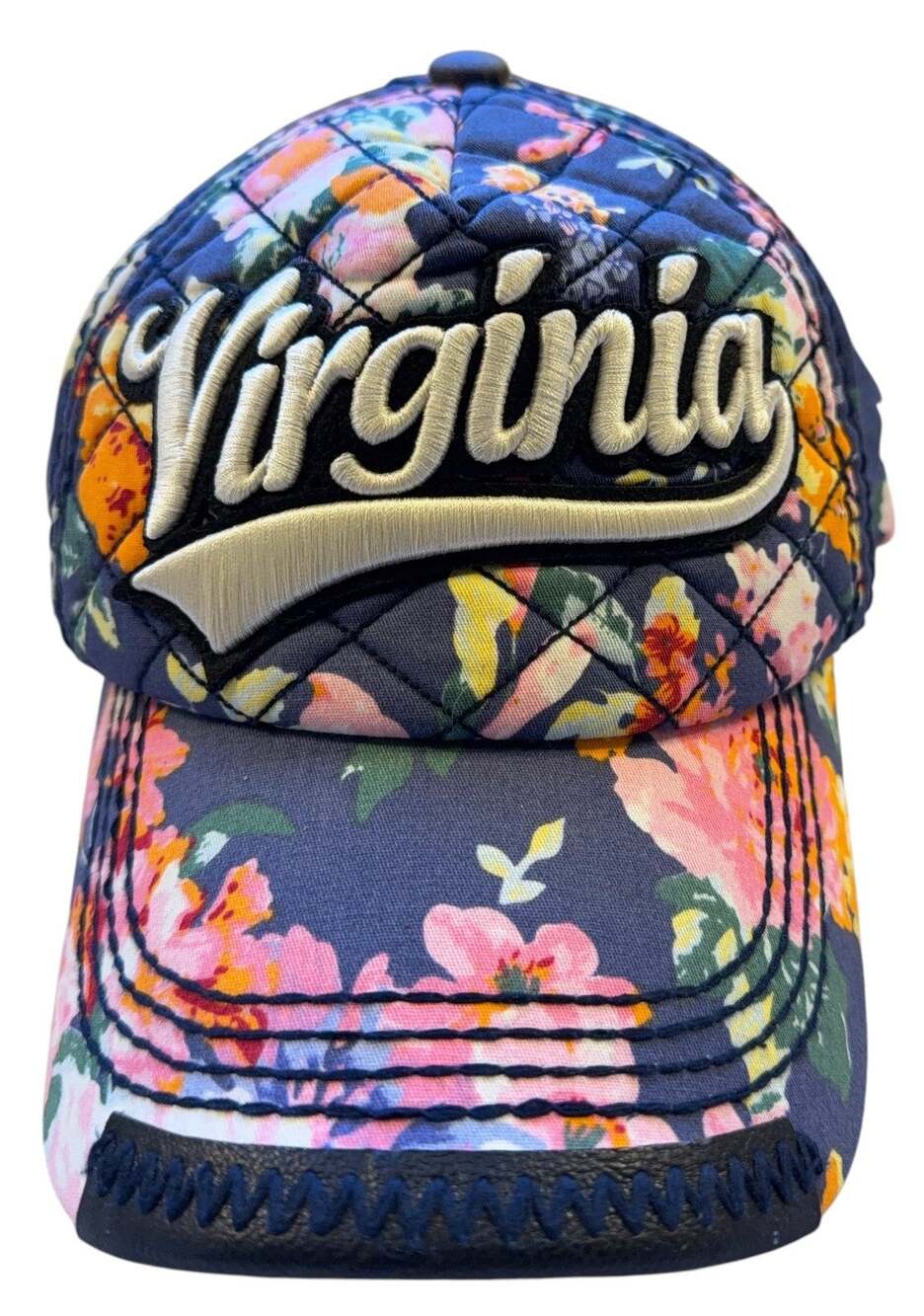 Robin Ruth Virginia Floral Hat Navy Quilted Cotton Adjustable Baseball Cap